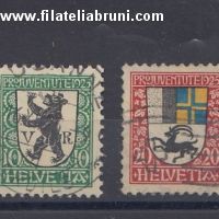 1925  Svizzera Swiss Schweiz Pro Juvenute stemmi cantonali e nazionale  usati used