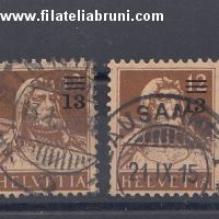 1915 Svizzera Swiss Schweiz francobolli del 1907 1914 soprastampati useti used
