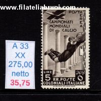 mondiali di calcio 1934 posta aerea lire 5