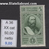 cinquantesimo anniversario della morte di Garibaldi lire 5 posta aerea
